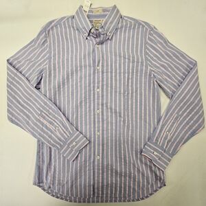 NWT J Crew Shirt Mens Med Slim Seersucker Striped Blue Pink Button Down Cotton